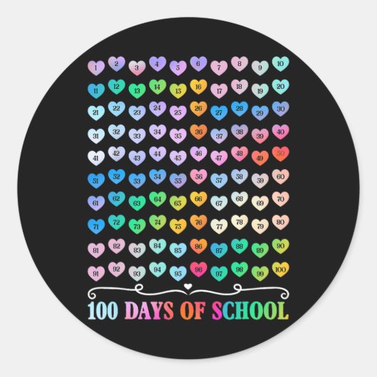 100th Day Of School先生100日算数 ラウンドシール (正面)