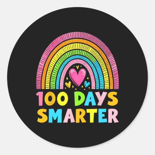 100th Day Of School先生100日頭が切れる Rainb ラウンドシール (正面)