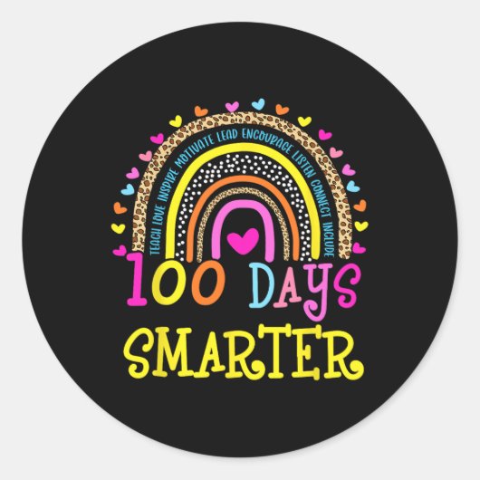 100th Day Of School先生100日頭が切れる Rainb ラウンドシール (正面)