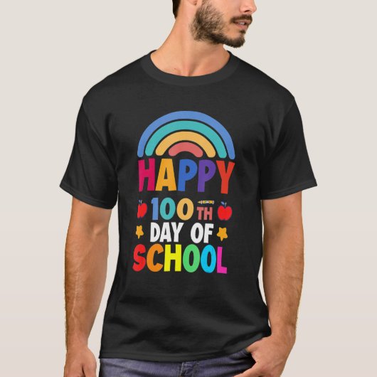 100th Day Of School先生100日頭が切れる Rainb Tシャツ (正面)