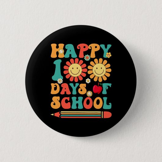 100th Day Of School先生- 100日Smar 缶バッジ (正面)