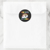 100th Day Of School先生Unicorn Kids 100日 ラウンドシール (バッグ)