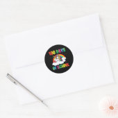 100th Day Of School先生Unicorn Kids 100日 ラウンドシール (封筒)