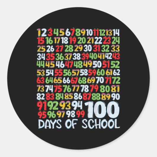 100th Day Of School 100日算数先生 ラウンドシール (正面)