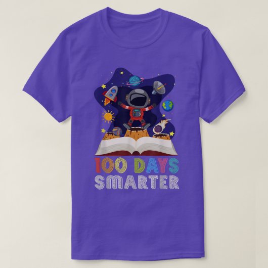 100th Day Of School 100 Days Smarter Books Space A Tシャツ (デザイン正面)