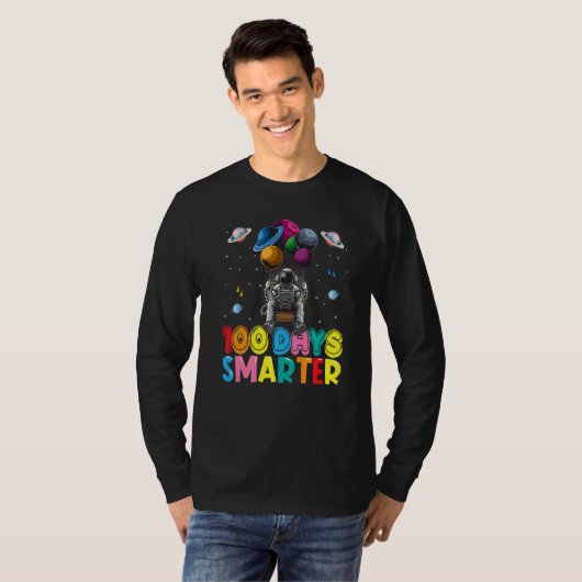 100th Day Of School 100 Days Smarter Space Astrona Tシャツ (正面フル)