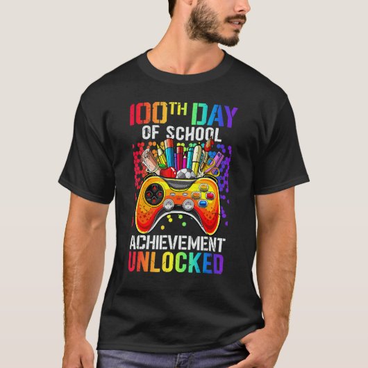 100th Day of School 100th Day Achievement Unlocked Tシャツ (正面)