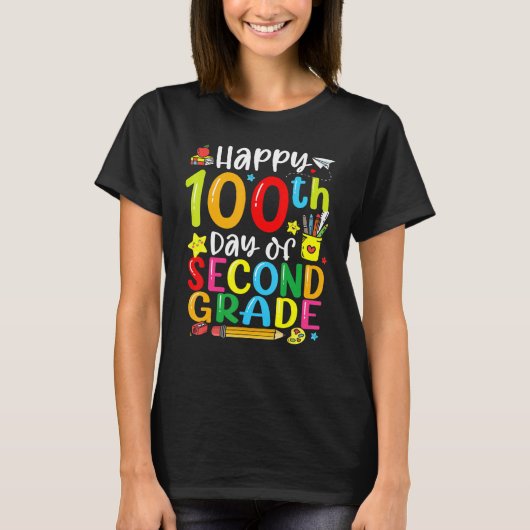 100th Day Of School 2nd Grade Teacher Student 100 Tシャツ (正面)