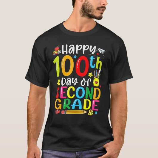 100th Day Of School 2nd Grade Teacher Student 100  Tシャツ (正面)