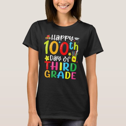 100th Day Of School 3rd Third Grade Teacher Studen Tシャツ (正面)