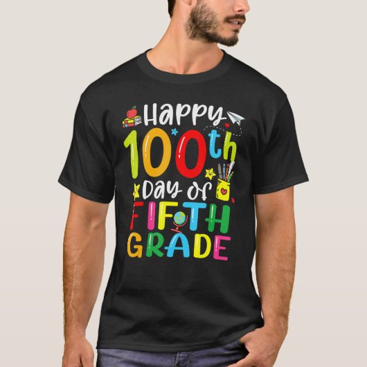 100th Day Of School 5th Fifth Grade Teacher Studen Tシャツ (正面)