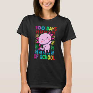 100th Day Of School Animal Axolotl Happy 100th Day Tシャツ