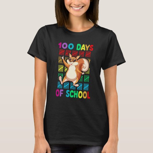 100th Day Of School Animal Squirrel Happy 100th Da Tシャツ (正面)