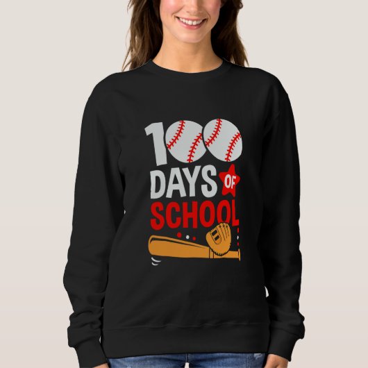 100th Day Of School Baseball 100 Days Smarter Teac スウェットシャツ (正面)
