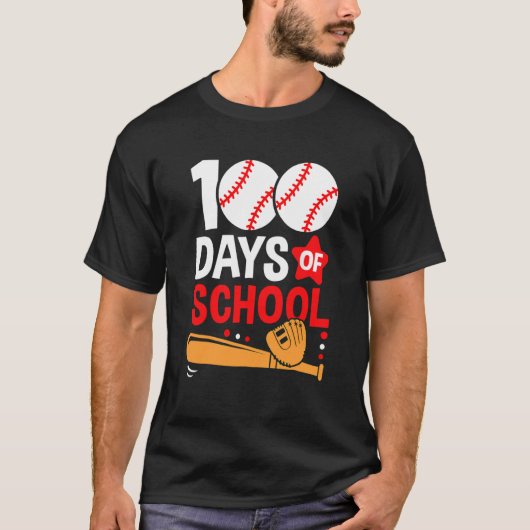 100th Day Of School Baseball 100 Days Smarter Teac Tシャツ (正面)