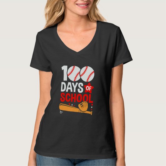100th Day Of School Baseball 100 Days Smarter Teac Tシャツ (正面)