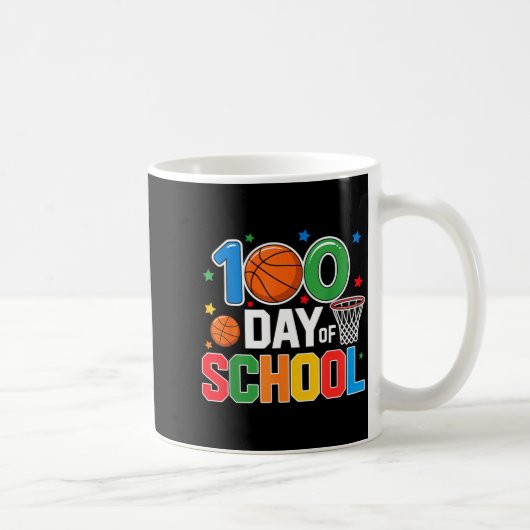 100th Day Of School Basketball - Kids 100 Days Of  コーヒーマグカップ (右)