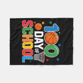 100th Day Of School Basketball - Kids 100 Days Of  フリースブランケット (正面(横))