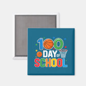 100th Day Of School Basketball - Kids 100 Days Of  マグネット (正面/裏面)