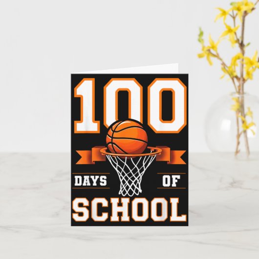 100th Day Of School Basketball Kids 100 Days Of Sc カード (黄色い花)