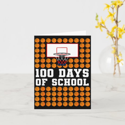 100th Day Of School Basketball Kids 100 Days Of Sc カード (黄色い花)