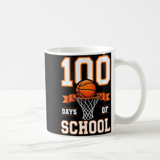 100th Day Of School Basketball Kids 100 Days Of Sc コーヒーマグカップ (右)