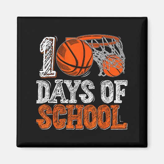 100th Day Of School Basketball Kids 100 Days Of Sc マグネット (正面)