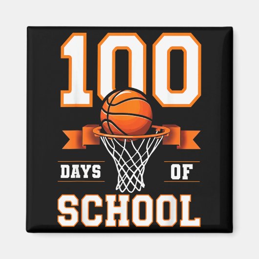 100th Day Of School Basketball Kids 100 Days Of Sc マグネット (正面)
