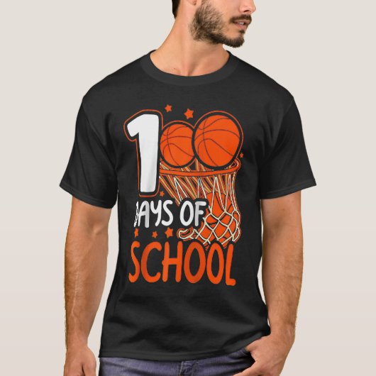 100th Day of School Basketball Kids 100 Days Of Sc Tシャツ (正面)