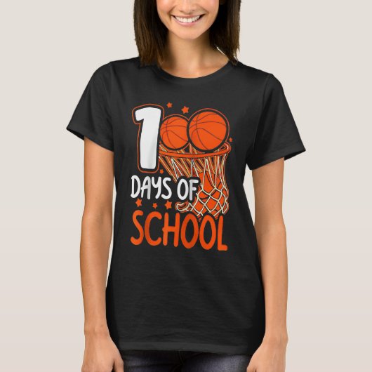 100th Day of School Basketball Kids 100 Days Of Sc Tシャツ (正面)