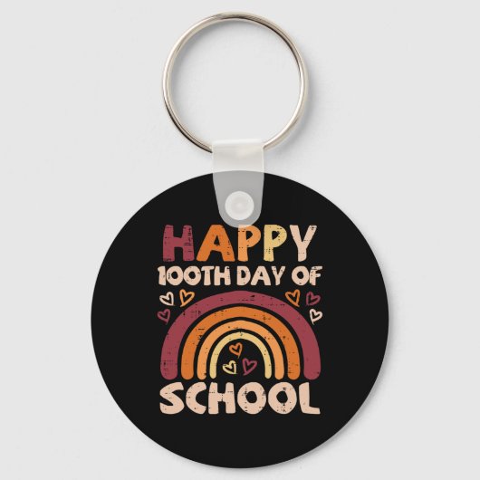 100th Day Of School Black Rainbow 100日先生 キーホルダー (正面)
