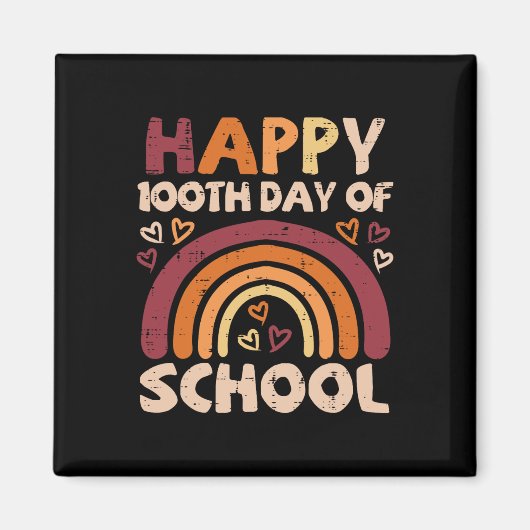 100th Day Of School Black Rainbow 100日先生 マグネット (正面)