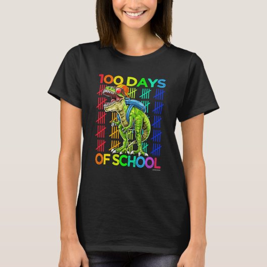 100th Day of School Boys Kids Happy 100 Days Dinos Tシャツ (正面)