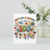 100th Day of School Colorful Celebration Design –  ポストカード (スタンド正面)