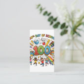 100th Day of School Colorful Celebration Design –  名刺 (スタンド正面)