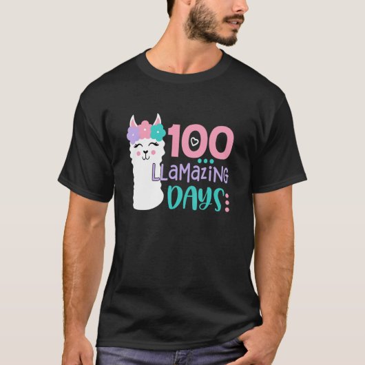 100th Day Of School Colourful Llama Happy 100 Llam Tシャツ (正面)