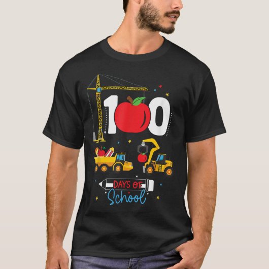 100th Day of School Construction Vehicles Teacher  Tシャツ (正面)