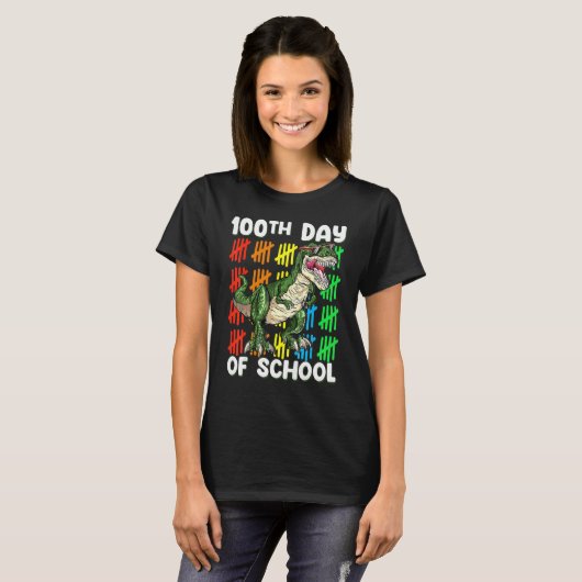 100th Day Of School Dinosaur Rex   Boys Toddler Tシャツ (正面フル)