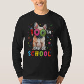 100th Day Of School Frenchie Dog Donut 100 Days St Tシャツ (正面)
