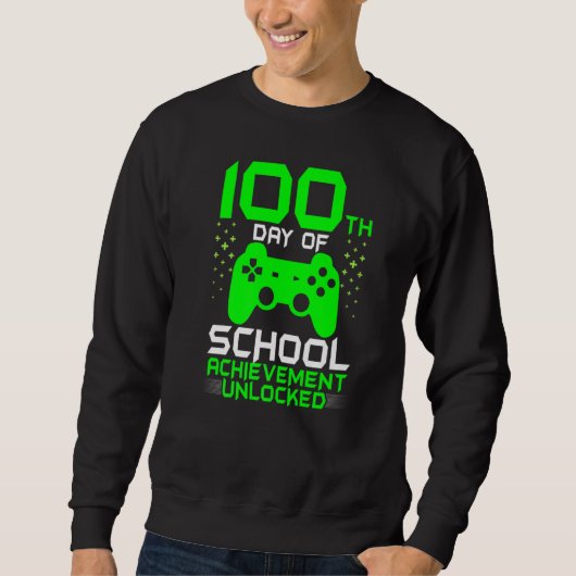 100th Day of School Gamer Teachers Kids Happy 100 スウェットシャツ (正面)