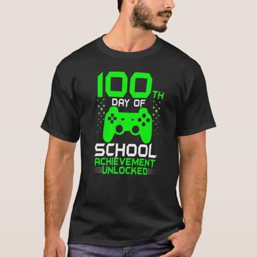 100th Day of School Gamer Teachers Kids Happy 100  Tシャツ (正面)
