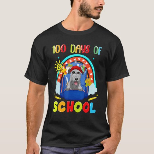 100th Day of School Irish Wolfhound Dog Teacher Tシャツ (正面)