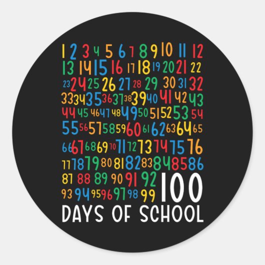 100th Day Of School Kids 100日学ズMath Nu ラウンドシール (正面)