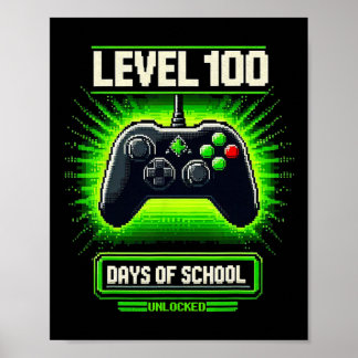 100th Day Of School Kids Video Games Boy Gamer 1  ポスター