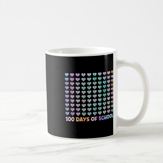 100th Day Of School Leopard Rainbow 100日 頭が切れる コーヒーマグカップ (右)