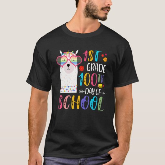100th Day Of School No Prob Llama 100 Days Of 1st Tシャツ (正面)
