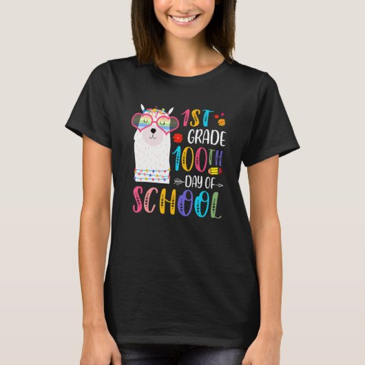 100th Day Of School No Prob Llama 100 Days Of 1st Tシャツ (正面)