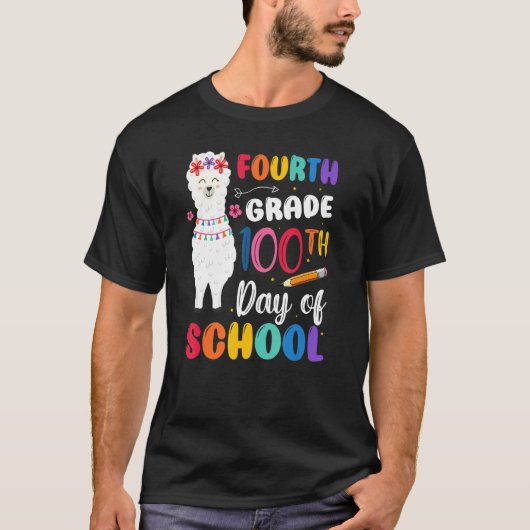 100th Day Of School No Prob Llama 100th Day Fourth Tシャツ (正面)