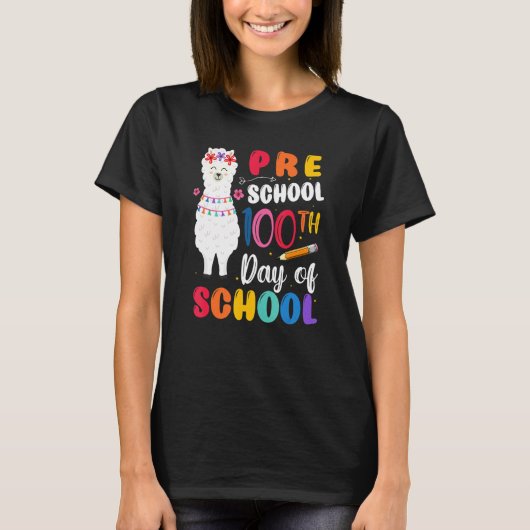 100th Day Of School No Prob Llama 100th Day Presch Tシャツ (正面)