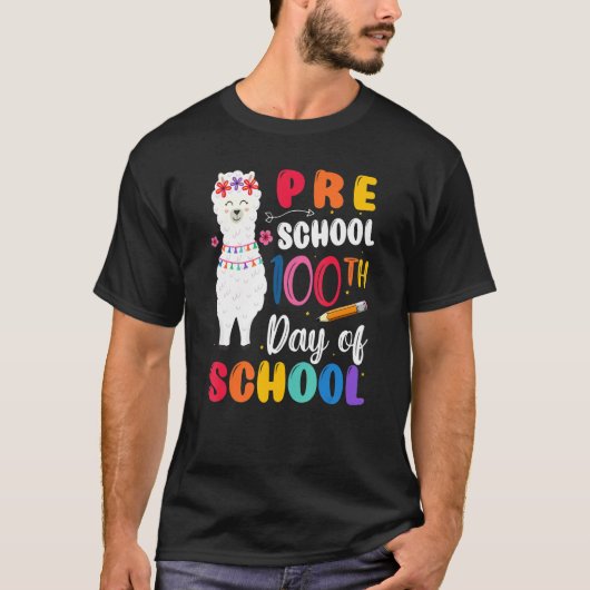 100th Day Of School No Prob Llama 100th Day Presch Tシャツ (正面)